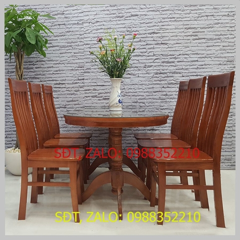 [Trả góp 0%] Bộ Bàn Ăn Oval Gỗ Sồi 6 Ghế Màu Cánh Gián , bộ bàn ăn 6 ghế