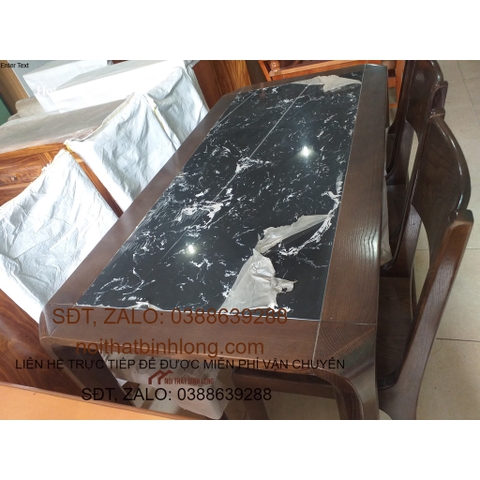 Bộ bàn ghế phòng ăn mặt đá đen