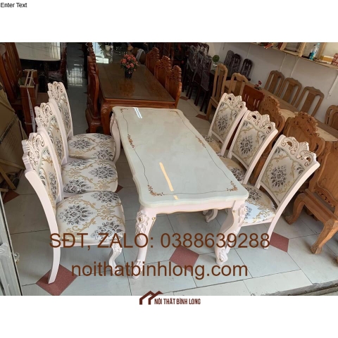 Bàn ăn Tân Cổ Điển mặt đá cao cấp kiểu Pháp