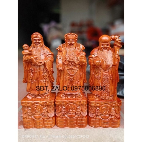 Tượng tam đa phúc lộc thọ cao 30 gỗ hương