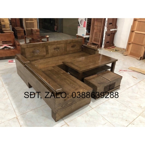 Bàn ghế Sofa góc L gỗ sồi Nga BG084 giá thật