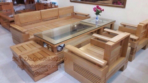 Bàn ghế phòng khách gỗ sồi óc chó
