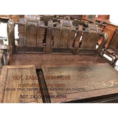 bộ bàn ghế tần thủy hoàng gỗ mun đuôi công tay 12 đẹp