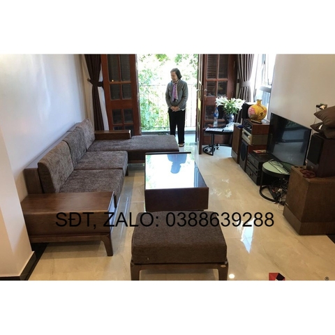 Bộ bàn ghế Sofa góc L chân hươu sồi Nga giá thật