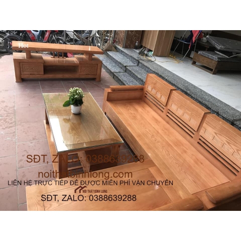 Bàn ghế Phòng Khách gỗ Sồi Nga mẫu 84