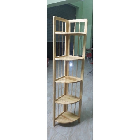 Kệ góc tam giác 5 tầng làm bằng gỗ tự nhiên