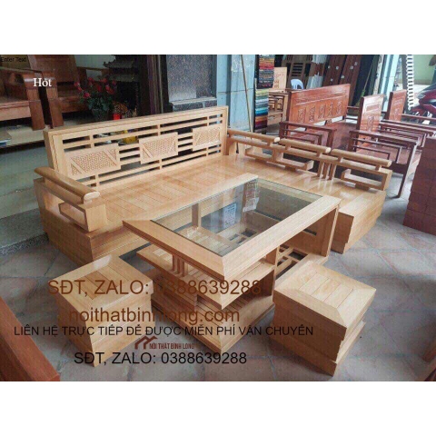 Bàn ghế Phòng Khách bộ góc sồi mẫu 92