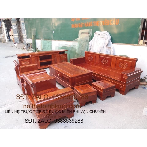 Bàn ghế phòng khách bộ pháo gỗ Sồi Nga số 80