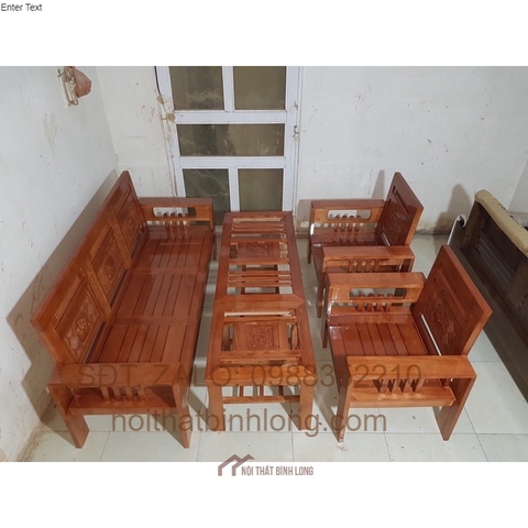Bộ sofa gỗ màu óc chó sang trọng cho phòng khách nhỏ