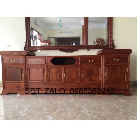 Kệ tivi gỗ gõ đỏ dài 2m4