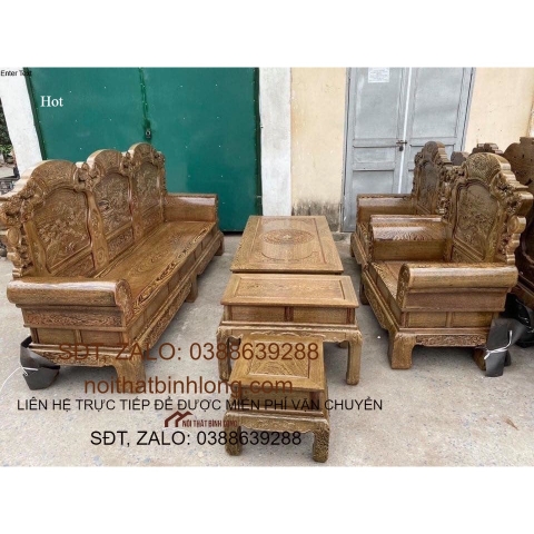 Bộ Bàn Ghế Khổng Minh Gia Cát Lượng Gỗ Mun Đuôi Công