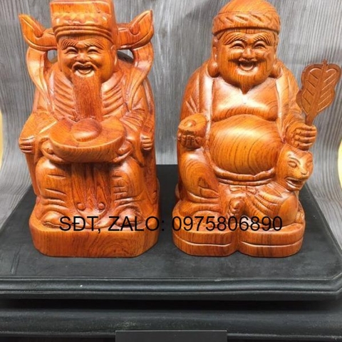 Tượng thần tài thổ địa gỗ hương 30cm hàng nguyên khối