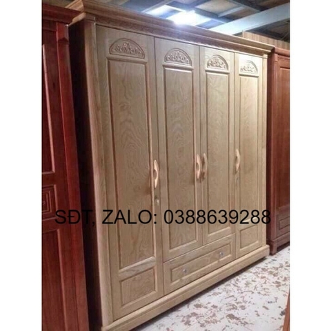 Tủ quần áo gỗ sồi 4 cánh giá thật
