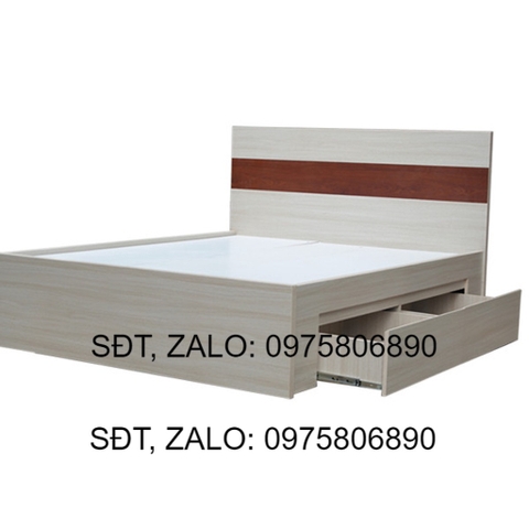 Giường ngủ 2 ngăn tủ HT 28.1 MDF Melamine Vân Gỗ chống trầy xước