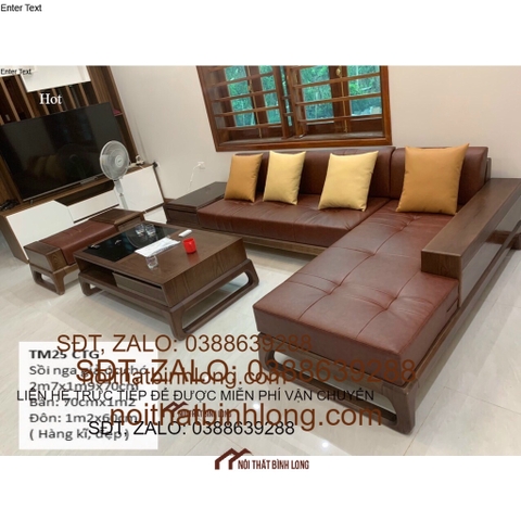 Bộ bàn ghế phòng khách gỗ sồi Nga dáng chữ L chân quỳ