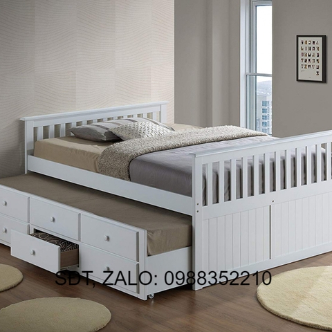 Giường Hộp 2 Tầng Gỗ Tự Nhiên 092 (Trắng)