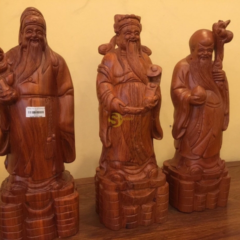 Tượng tam đa gỗ hương cao 50cm
