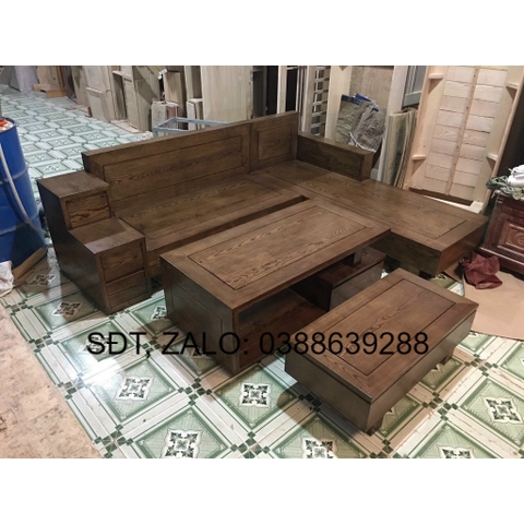 Bộ bàn ghế gỗ sồi xám giá thật