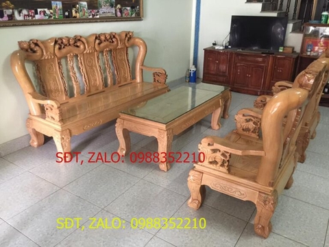 [Trả góp 0%] Bộ bàn ghế gỗ sồi nga  bộ ban ghế phong khach gỗ sôi  bộ ban ghế tay tron gỗ sôi tay 10