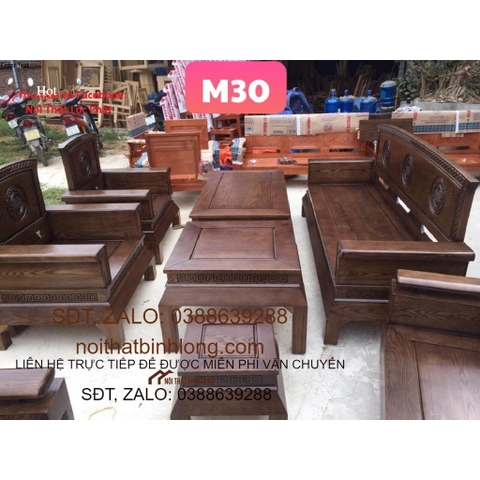 Bàn ghế phòng khách Bộ Hoàng cung màu óc chó gỗ Sồi Nga mẫu M30