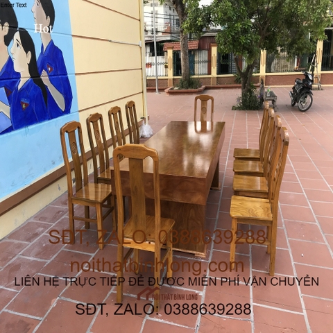 Bộ Bàn Ăn 10 Ghế Thọ Tròn Gỗ Cẩm Vàng