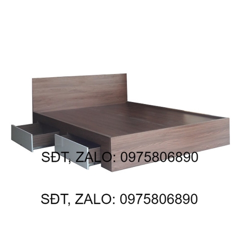 Giường Ngủ Gỗ MDF Phủ Melamine Ngăn Kéo Màu Óc Chó