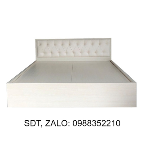 Giường Ngủ Gỗ MDF Phủ Melamine Bọc Nệm Kem Hiện Đại Màu Vân Lim HK 240