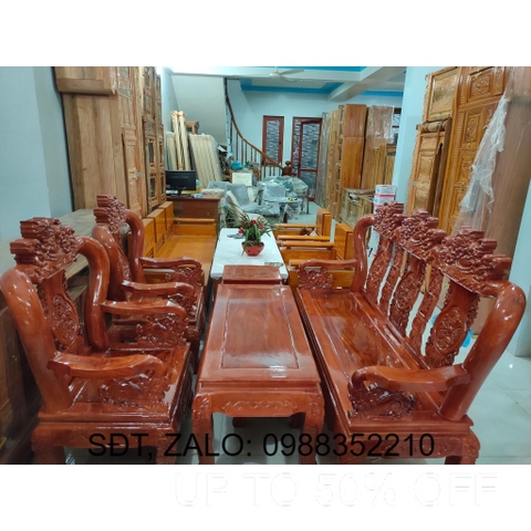 Bàn ghế gỗ lim đục nghê