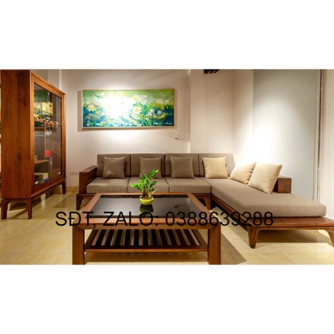 Bàn ghế gỗ Sofa góc L gỗ sồi Nga BG169 giá thật