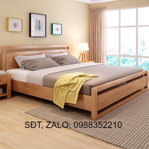 Giường ngủ gỗ sồi Mỹ Paril, phong cách Châu Âu