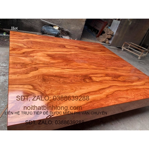 phản nằm 2 tấm đóng hộp gỗ hương đá