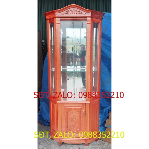 [Trả góp 0%] Tủ rượu lục lăng (80 x 205 x 42cm) - Phào cong đục Gỗ Xoan Đào Nam Phi
