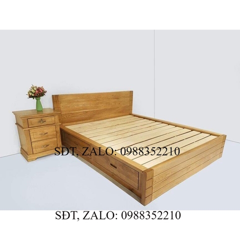Giường ngủ 1m6x2m gỗ sồi Nga bền đẹp giá rẻ GHĐS-05