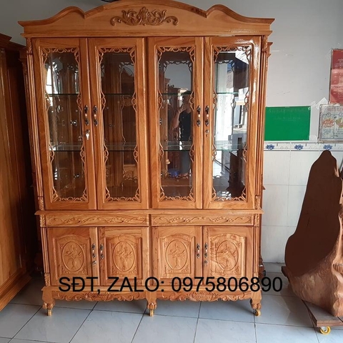 [Trả góp 0%] TỦ R Ư Ợ U GỖ GÕ ĐỎ 160cm x cao 210cm x hông 42cm , TỦ TRƯNG BÀY TRANG TRÍ PHÒNG KHÁCH
