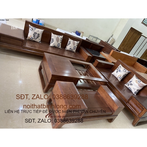 Bộ bàn ghế sofa gỗ Sồi Nga Chân Cong hàng to - Tiện dụng - Tối giản