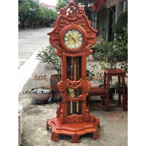 Đồng hồ cây hoa lá tây gỗ hương đá