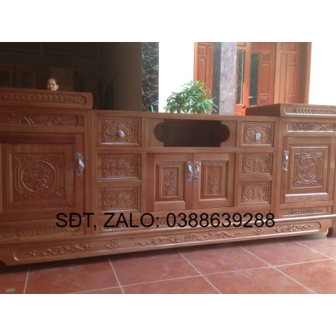 Kệ tv gỗ xoan đào 2m4 giá thật