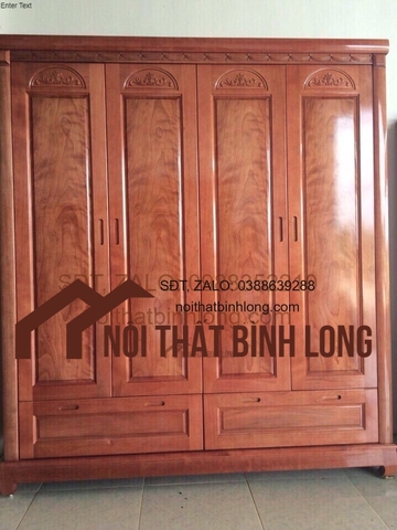 Tủ quần áo gỗ xoan đào 4 buồng giá thật