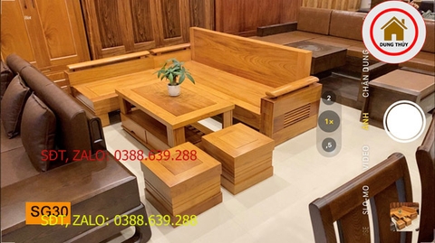Ảnh thực tế bộ ghế sofa tay trứng gỗ gõ đỏ SG30