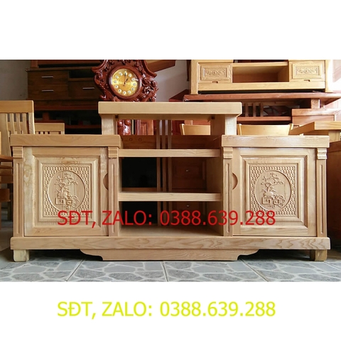 [Trả góp 0%] Kệ tivi gỗ sồi 1m6 kiểu mâm màu tự nhiên , tủ gỗ để tivi
