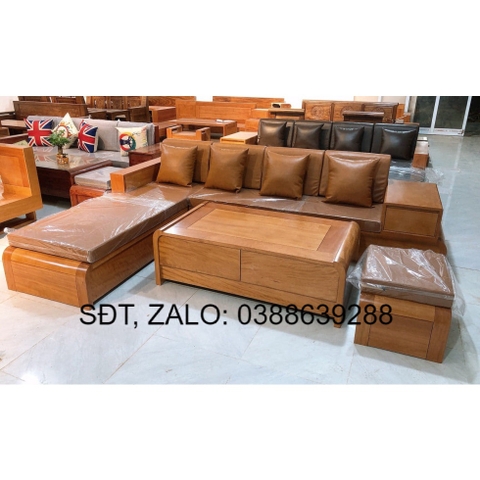 Bộ bàn ghế Sofa góc L chân uốn Hương Xám BG091 giá thật