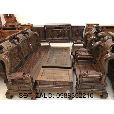 Bộ Bàn Ghế Gỗ Phòng Khách Tần Thủy Hoàng Gỗ Mun Đuôi Công