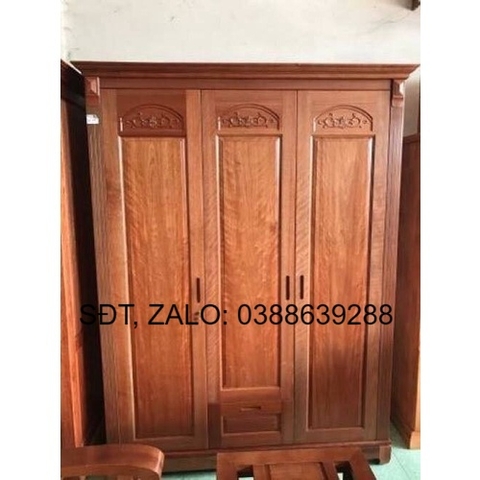tủ quần áo gỗ xoan đào 3 cánh giá thật