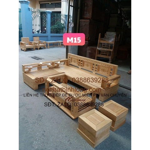 Bàn ghế sofa phòng khách gỗ sồi Nga mã M15
