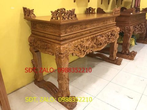 [Trả góp 0%] Sập thờ tứ linh gỗ gõ đỏ chân 16  bàn thò gỗ gõ lào