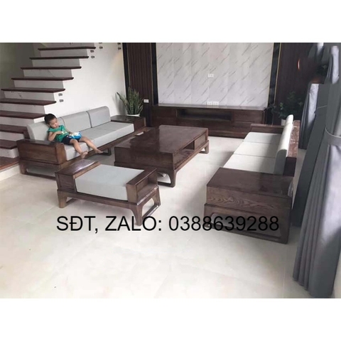 Bàn ghế phòng khách Sofa gỗ óc chó BG241 giá thật