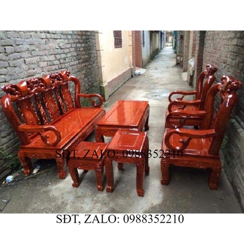 Bộ bàn ghế quốc đào gỗ xà cừ tay 10