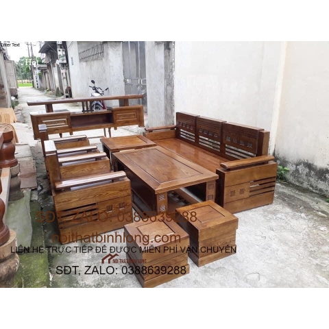 Bàn ghế sofa phòng khách gỗ sồi Nga mã M3