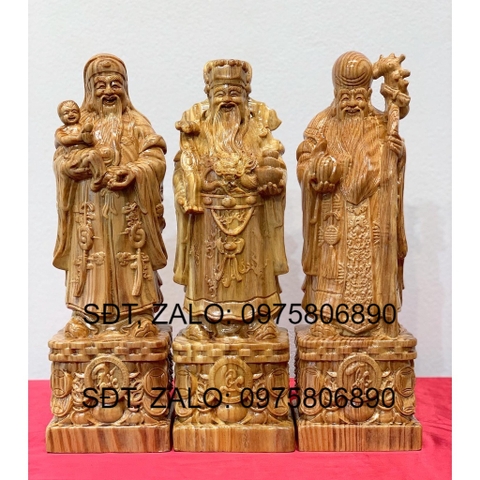 Tượng tam đa gỗ huyết long (máu rồng),phúc lộc thọ tượng phong thủy cao 30cm - 40cm