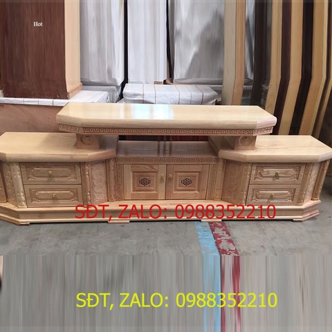[Trả góp 0%] Kệ tivi tân cổ điển gỗ sồi nga 2m hàng chuẩn cao cấp thích thợp cho mọi gia đình